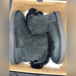UGG Black Boots with Fur Detail